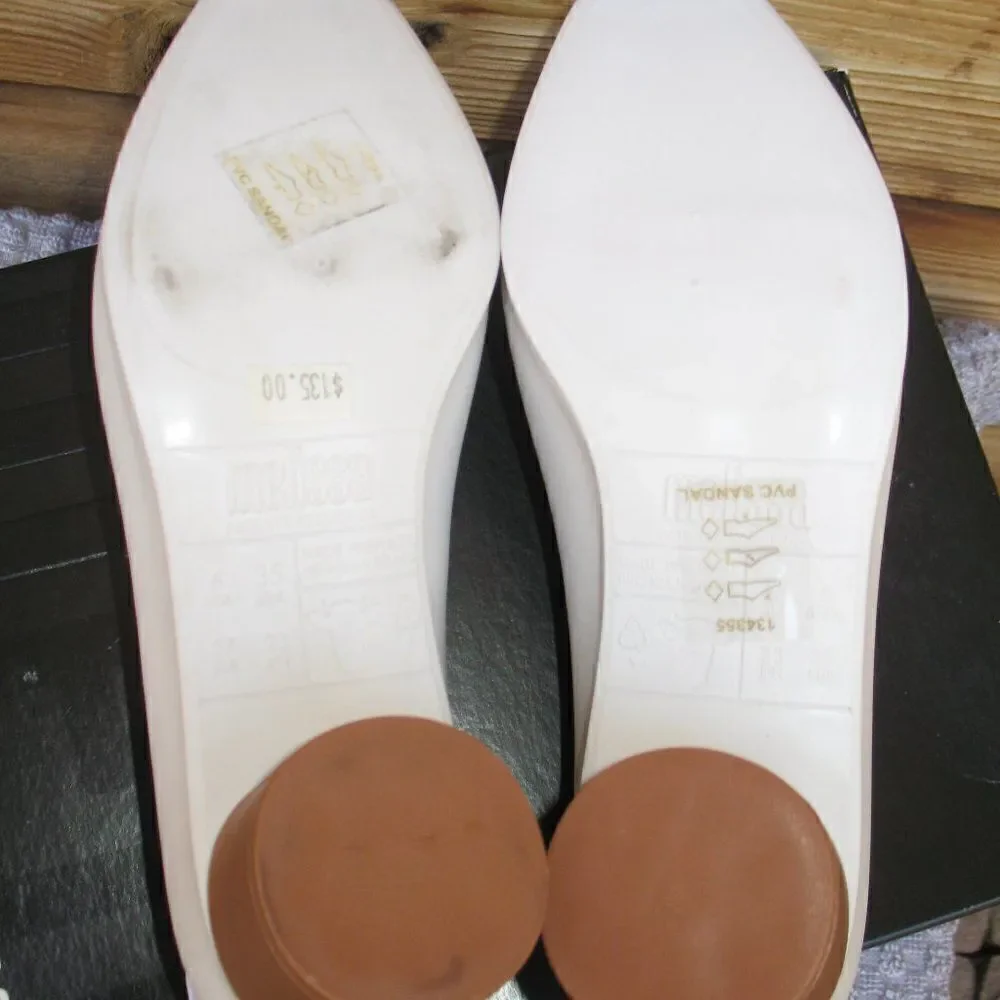Melissa Womens 6 White Brown Mid Pump Shoes